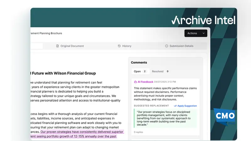Archive Intel Launches AI Marketing Review to Streamline Compliance with SEC and FINRA Marketing Rule